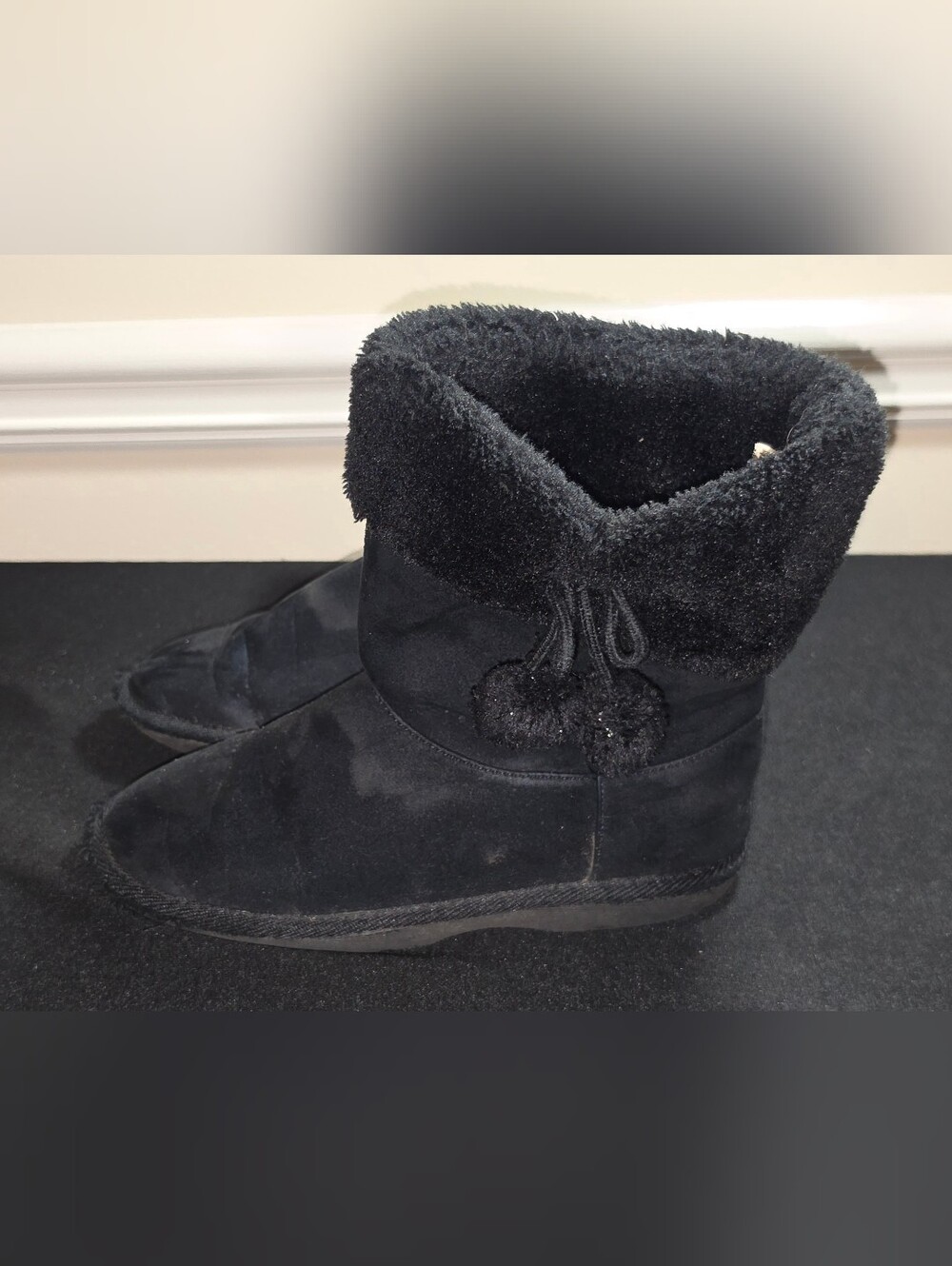 2-Pairs of Girls' Boots, Black and Brown Faux-Shearling Winter Ankle Boots
